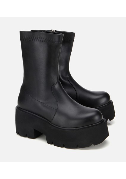 01BOH315050A100 KADIN Siyah Streç Kalın Tabanlı Yüksek Topuklu Bot fiyatları