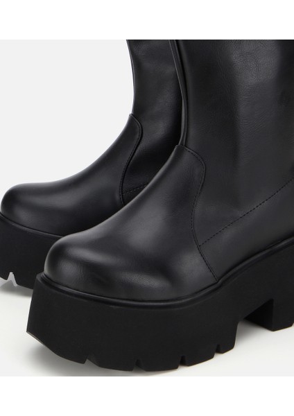 01BOH315050A100 KADIN Siyah Streç Kalın Tabanlı Yüksek Topuklu Bot modelleri