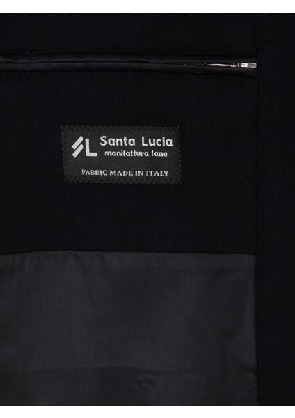 Erkek Lacivert Slim Fit Yün Kaşmir Karışımlı Palto 50315262-VR033