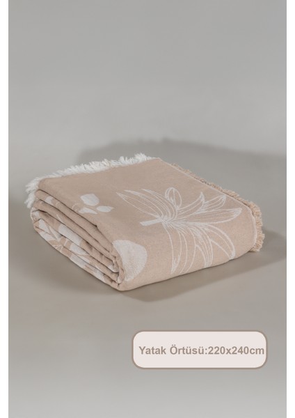 Leaf Pike Yatak Örtüsü Çift Kişilik %100 Pamuk (220X240 Cm) Bej indirimleri
