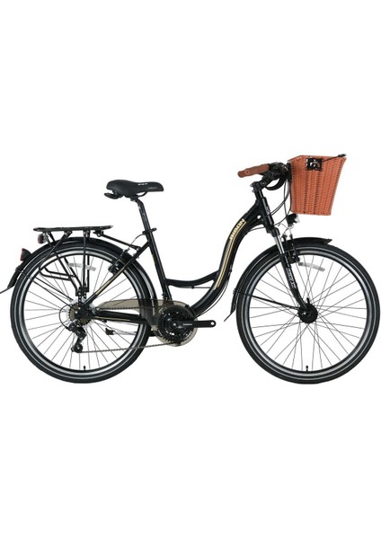 Sandy Şehir Bisikleti 43 cm V Fren 26 Jant 21 Vites Mat Siyah Gold