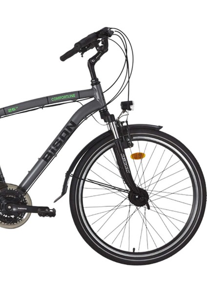 Comfortline Şehir Bisikleti 48 cm V Fren 26 Jant 21 Vites Metalik Gri Yeşil