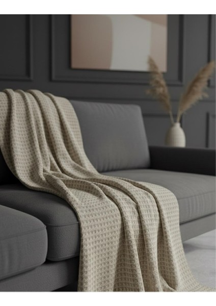 Koltuk Örtüsü Premium Doğal Pamuklu 180 x 220 cm Şık ve Yumuşak Doku Gri Kaymaz