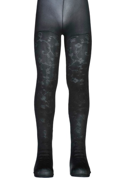 Menekşe Desenli Mikro Çocuk Külotlu Çorap