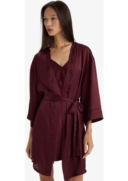 Regular Fit Wrap Yaka Saten Sabahlık-Fall in Love G1672AX25AU modelleri