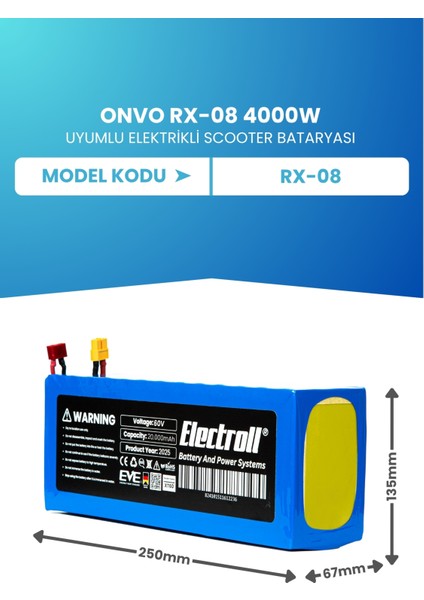 Onvo Rx-08 4000W 60V 20AH Elektrikli Scooter Bataryası fiyatları