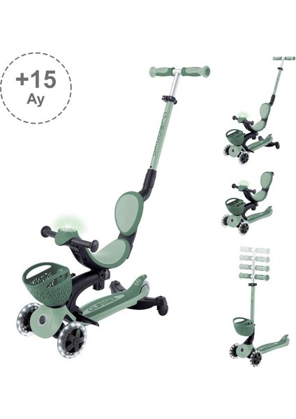 Go Up Baby 360 Işıklı Scooter - Zeytin Yeşili