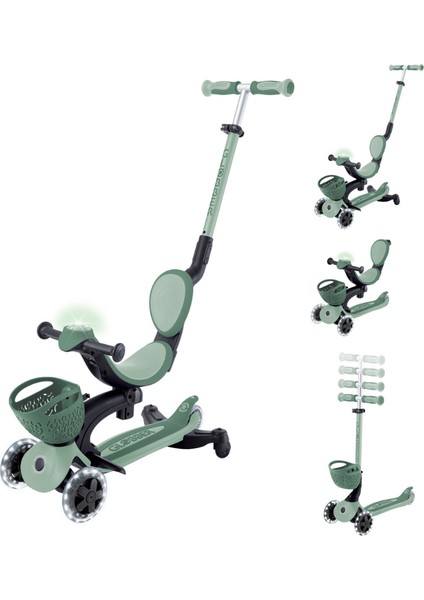 Go Up Baby 360 Işıklı Scooter - Zeytin Yeşili