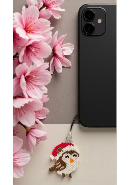 Miyuki Boncuk El Yapımı Kırmızı Şapkalı Kuş Telefon Çarmı - Charm fiyatları