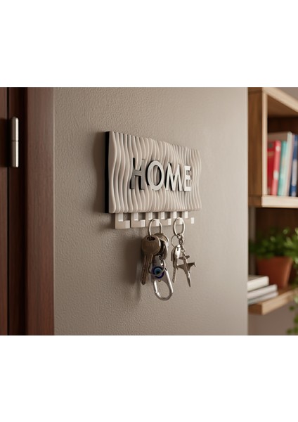 Dalgalı Home Yazılı Duvar Askılı Anahtarlık Anahtarlık Askısı (22X10 CM) Duvar Anahtarlığı indirimleri