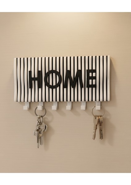 Dalgalı Home Yazılı Duvar Askılı Anahtarlık Anahtarlık Askısı (22X10 CM) Duvar Anahtarlığı
