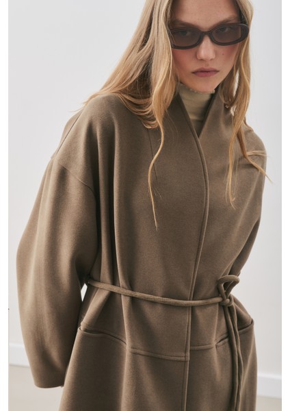 Soft Kaşe Atkılı Kaban Haki modelleri