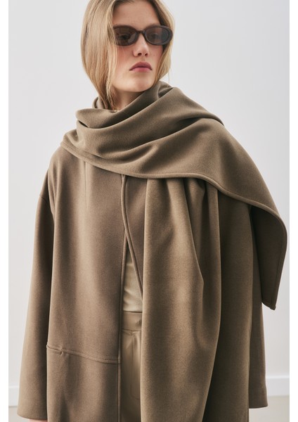 Soft Kaşe Atkılı Kaban Haki