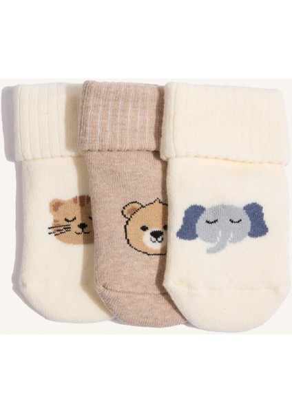 Erkek Bebek Kaydırmaz Taban 3'lü Pamuklu Uzun Çorap F6714A5NS