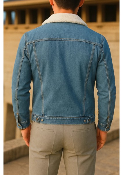 Erkek Kışlık Trend Günlük A.mavi Içi Kürklü Peluş Ceket indirimleri