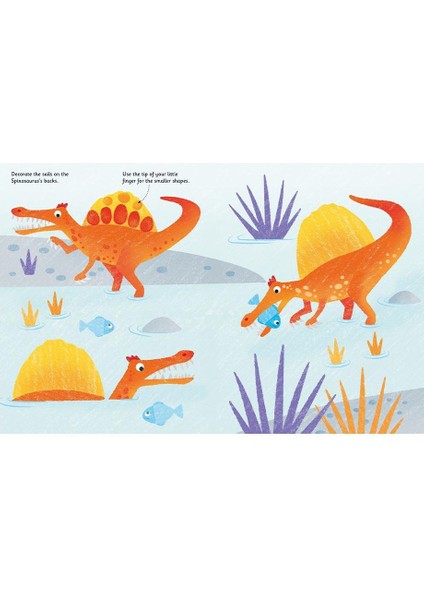 Parmak Boyama Kitabı Dinozorlar Fiona Watt 10 Sayfa Ciltsiz Eğlenceli Aktiviteler fiyatları