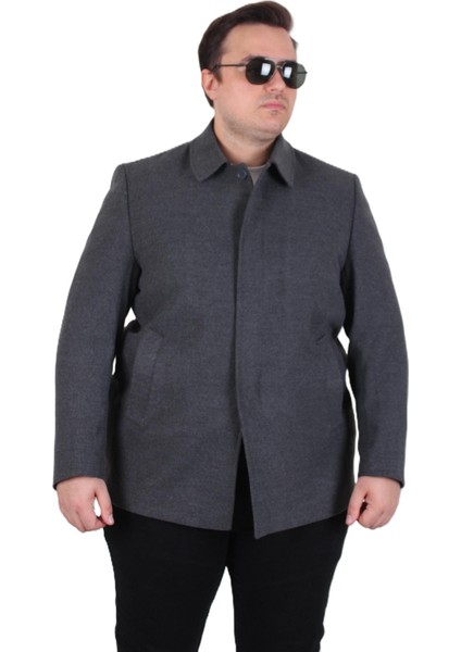 Mocgrande Erkek Büyük Beden Kaşmir Kaban 103008 Fume
