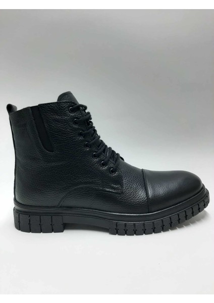 Hakiki Deri Içi Tüylü Esnek Kauçuk Tabanlı Bağcıklı Fermuarlı Postal Kışlık Erkek Bot C-9640173ATC