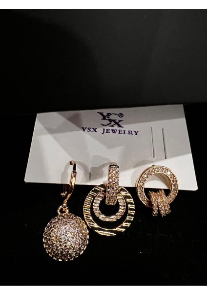 Çelik Taşlı Sallantılı Çoklu Küpe