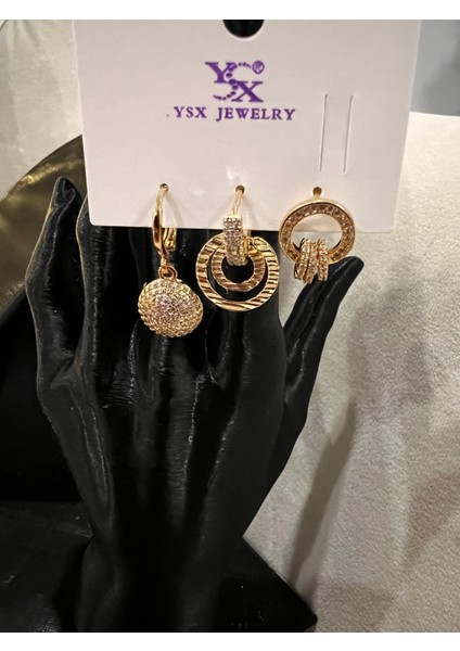 Çelik Taşlı Sallantılı Çoklu Küpe modelleri