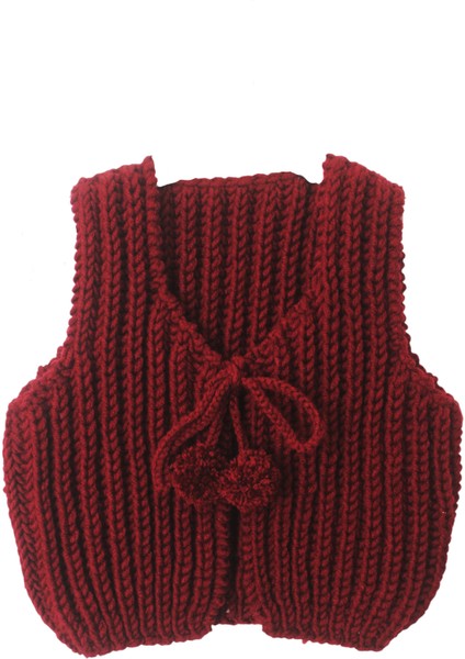 Selanik Model El Örgüsü Bebek Yeleği Bordo