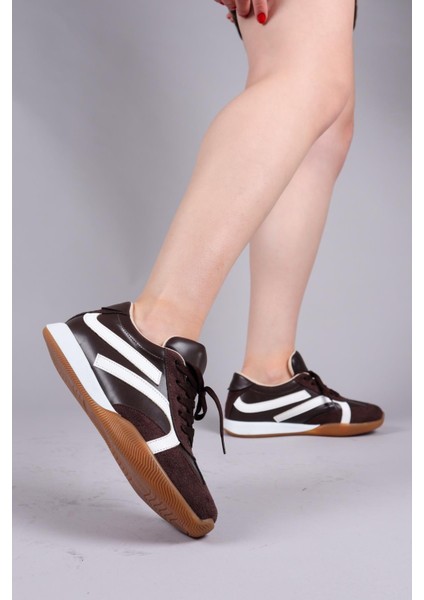 Orsa Cilt Süet Garnili Sneakers Kahverengi