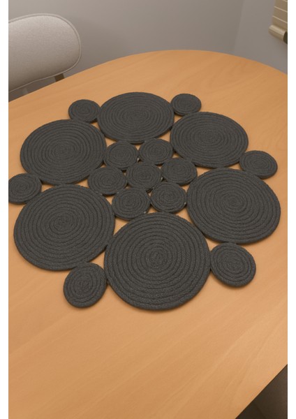 Mercury Hasır Jüt Yuvarlak Runner 65X65