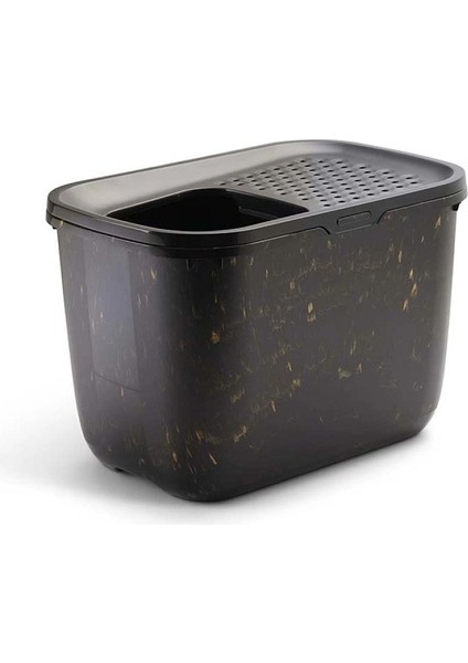 Hop In Marble | Şık Üstten Girişli Kedi Kumu Kabı – Mermer Siyah Altın