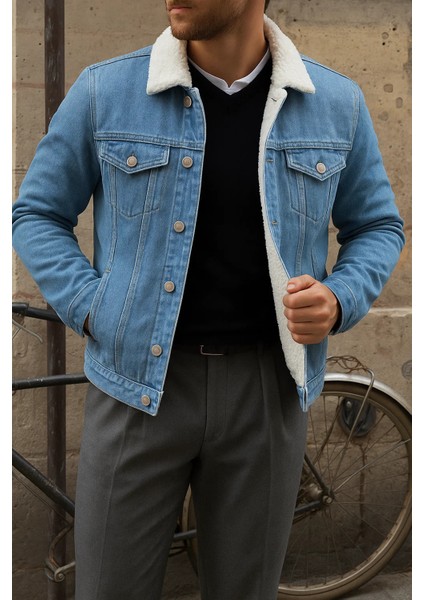 Erkek Kışlık Trend Basic A.mavi Içi Kürklü Peluş Mont fiyatları
