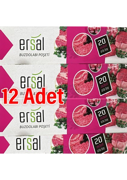 Ersal x 12 Paket Buzdolabı Poşeti Orta Boy ( 20 Adet )