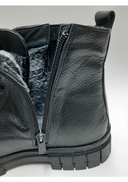 Hakiki Deri Içi Tüylü Esnek Kauçuk Tabanlı Bağcıklı Fermuarlı Postal Kışlık Erkek Bot C-9640173ATC indirimleri