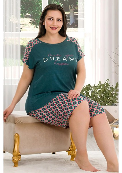 Lady Büyük Beden Desenli Kısa Kol Şortlu Pijama Takımı fiyatları