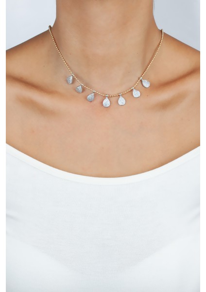 Zirkon Taşlı Gold Kadın Kolye modelleri