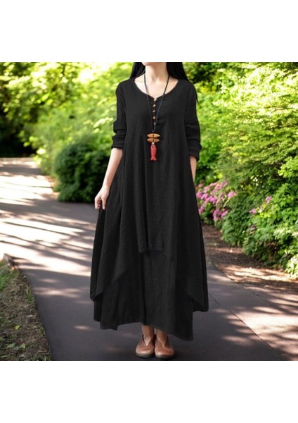 Günlük Iki Katlı Salaş Keten Elbise fiyatları