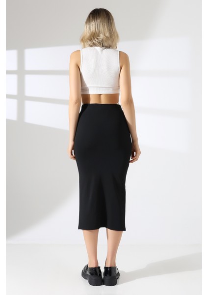 Ön Yırtmaçlı Midi Boy Kalem Etek fırsatları