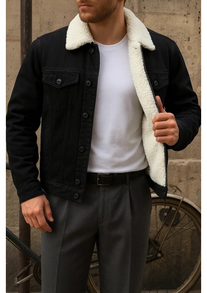 Erkek Kışlık Trend Basic Siyah Içi Kürklü Peluş Mont fiyatları