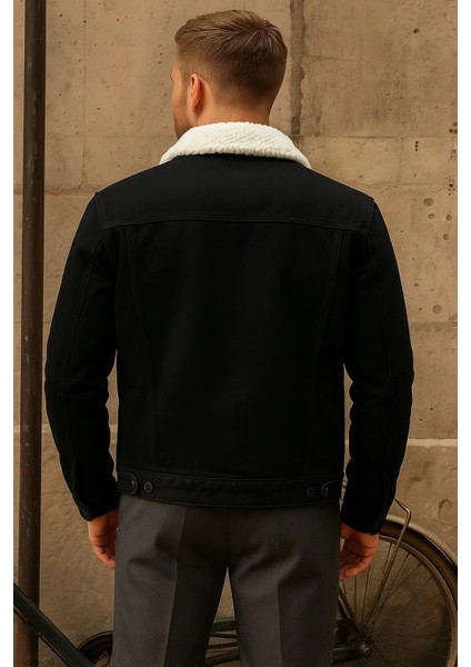 Erkek Kışlık Trend Basic Siyah Içi Kürklü Peluş Mont indirimleri