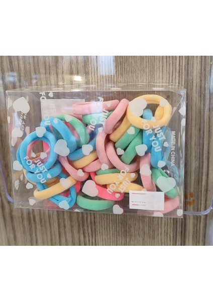 30 Lu Lastik Çok Renkli Şeritli Saç Tokası Seti