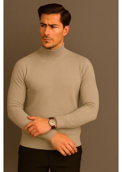 Erkek Yarım Balıkçı Yaka Triko Kazak