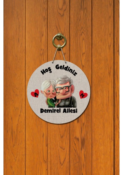 Kapı Süsü Sevimli Yaşlı Çift Hoş Geldiniz Ahşap Baskı Kişiye Özel Tasarım fiyatları