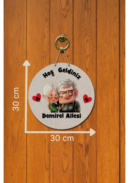 Kapı Süsü Sevimli Yaşlı Çift Hoş Geldiniz Ahşap Baskı Kişiye Özel Tasarım fırsatları