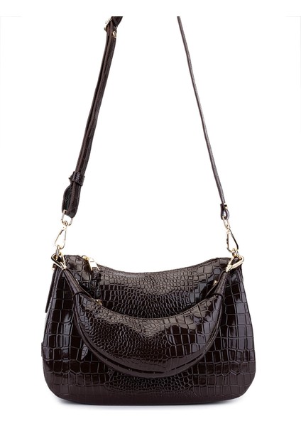 Kadın Suni Deri Kahverengi Omuz Çanta 1099 205 Bn Cnt SK25-26 Acı Kahve Kroko