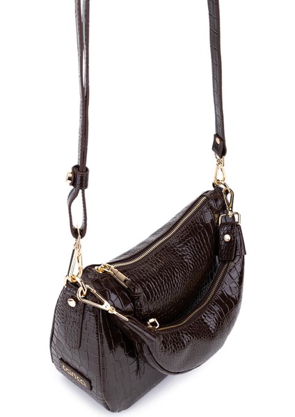 Kadın Suni Deri Kahverengi Omuz Çanta 1099 205 Bn Cnt SK25-26 Acı Kahve Kroko modelleri