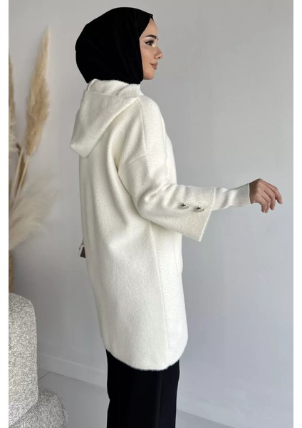 Gülseli Kapüşonlu Çift Cepli Ön Fermuarlı Tesettür Triko Hırka P-00019031 modelleri