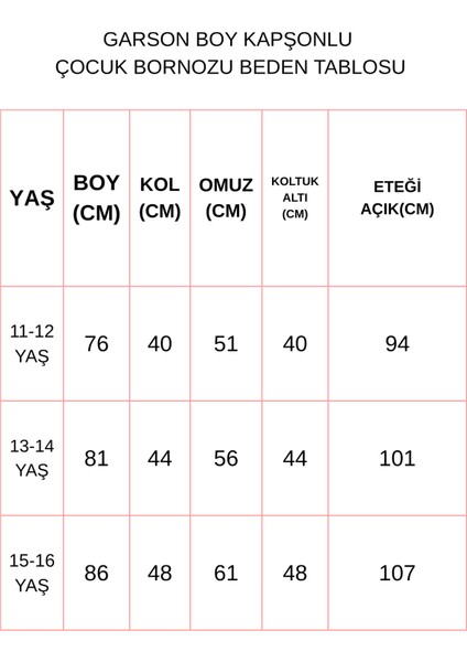 Genç Kız / Erkek Çocuk Kapşonlu Garson Boy Kadife Bornoz %100 Pamuklu fiyatları