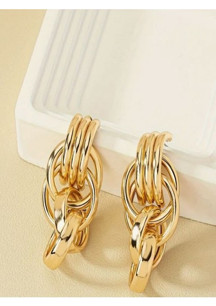 Şık Altın Tonlu Geometrik Çivi Küpeler fiyatları