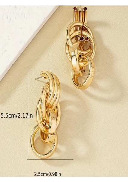 Şık Altın Tonlu Geometrik Çivi Küpeler indirimleri