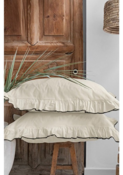 Çift Kişilik Nevresim Seti %100 Pamuklı Süs Overloklu Fırfırlı