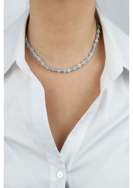 Aqua Marin Doğaltaş Kolye