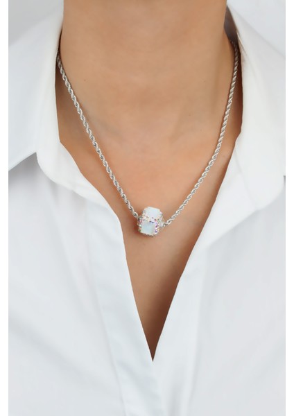 Burgu Zincir Kristal Uçlu Gümüş Renk Kolye fiyatları